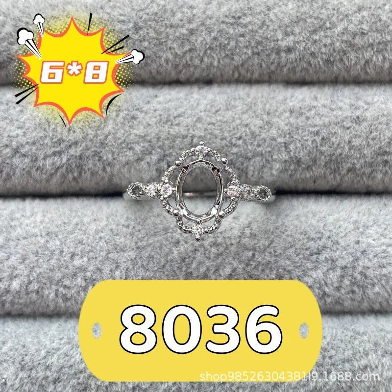 Korean style oval denier ring ornament with 6x8mm stone and star detail on electroplated copper.