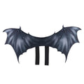 Black cloth bat wings pet Halloween costume shown in large, medium, and small sizes for cats and dogs