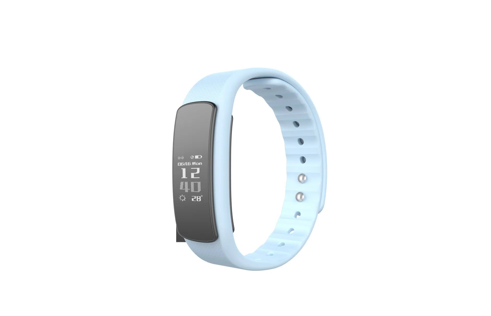I6 smart sports bracelet with black TPU strap and 0.96-inch touch screen displaying fitness data.