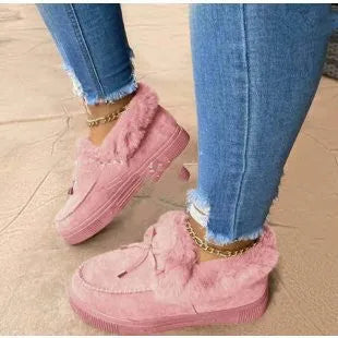 Women's casual cotton shoes with rubber sole and velvet trim in multiple colours