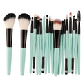 MAANGE 18-piece makeup brush set with fan-shaped contouring brushes displayed with 20 style options