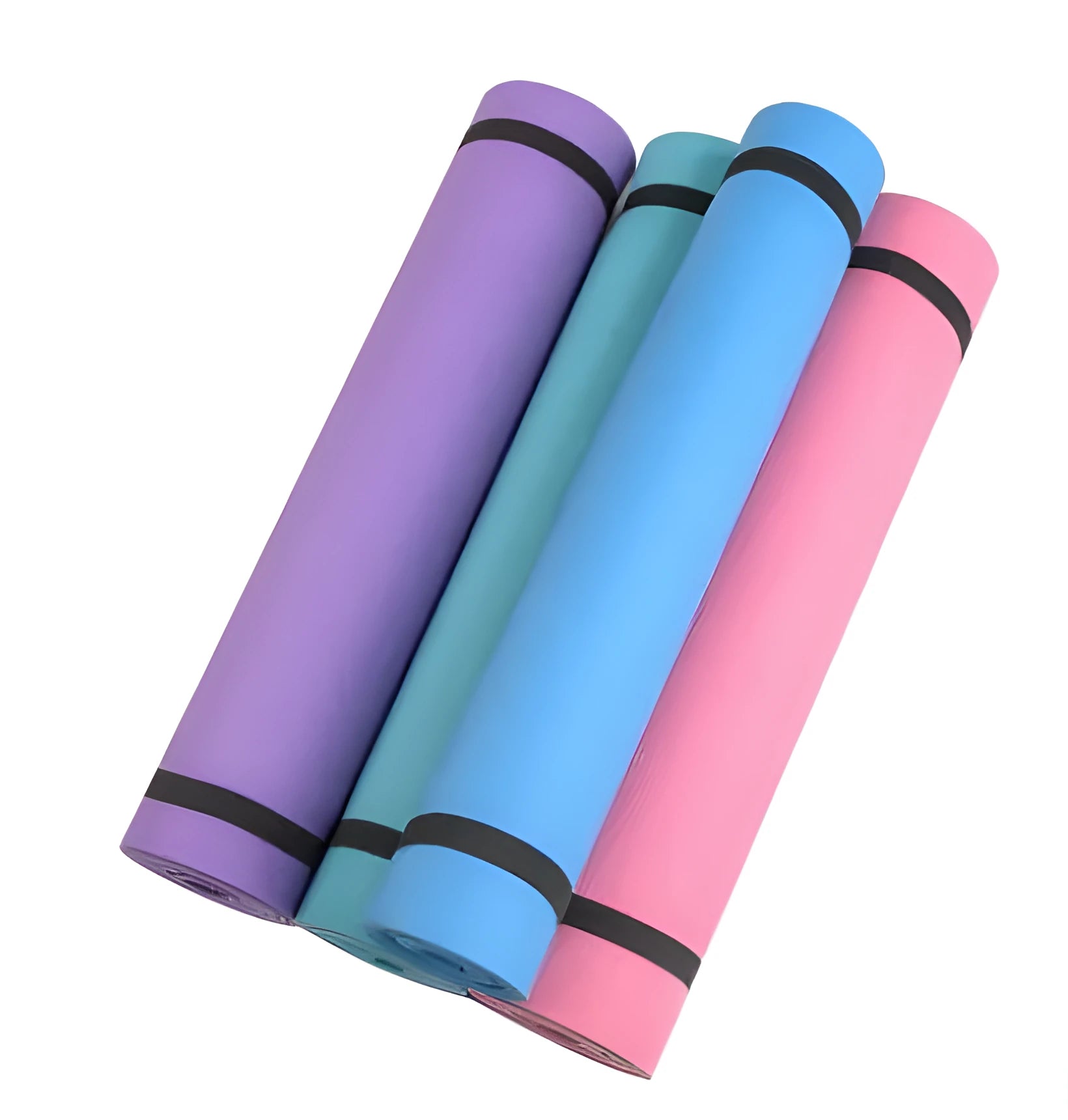 EVA yoga mat in various colours showing 4mm and 6mm thickness options
