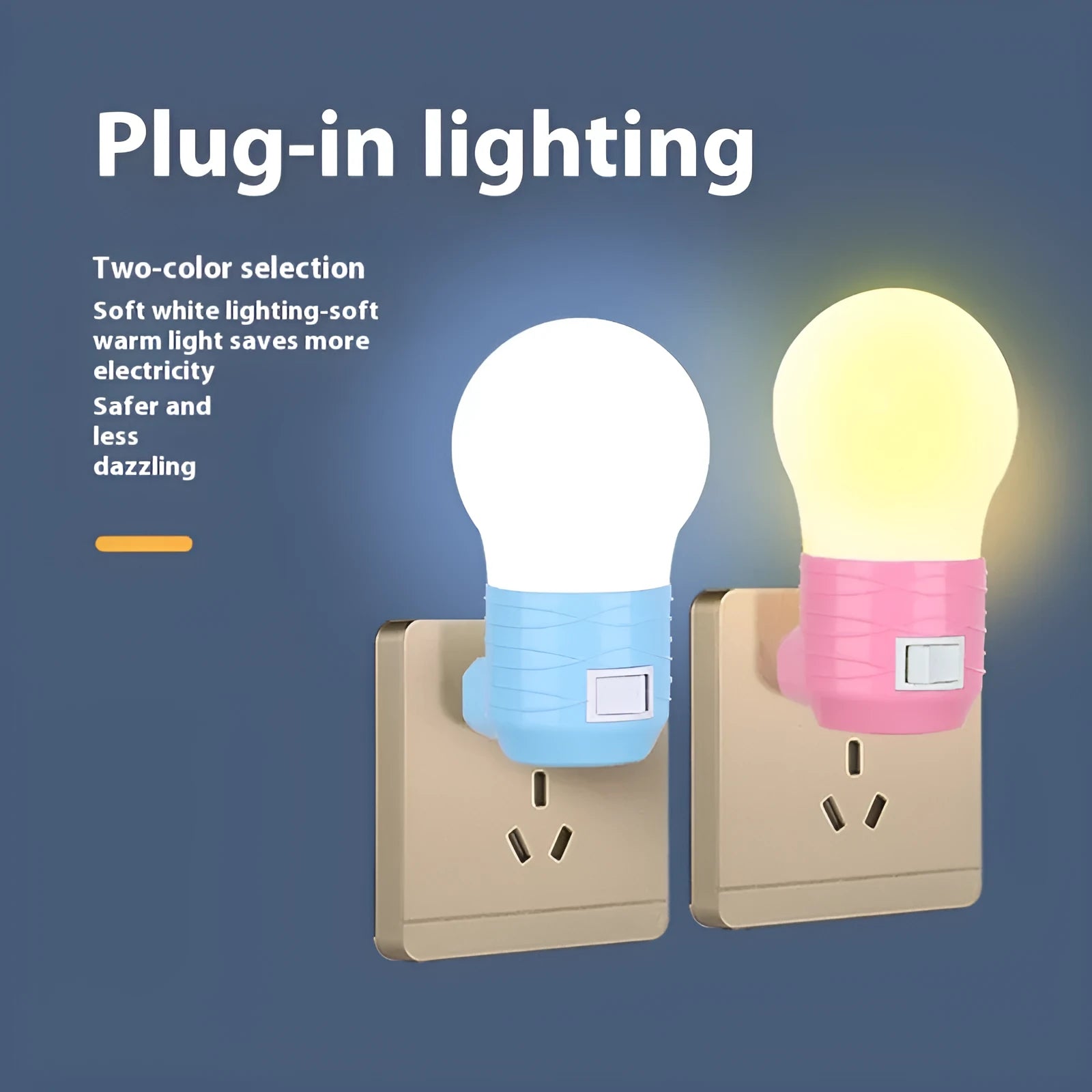 Plug-in bedside baby night feeding lamp with touch control and multiple colour options
