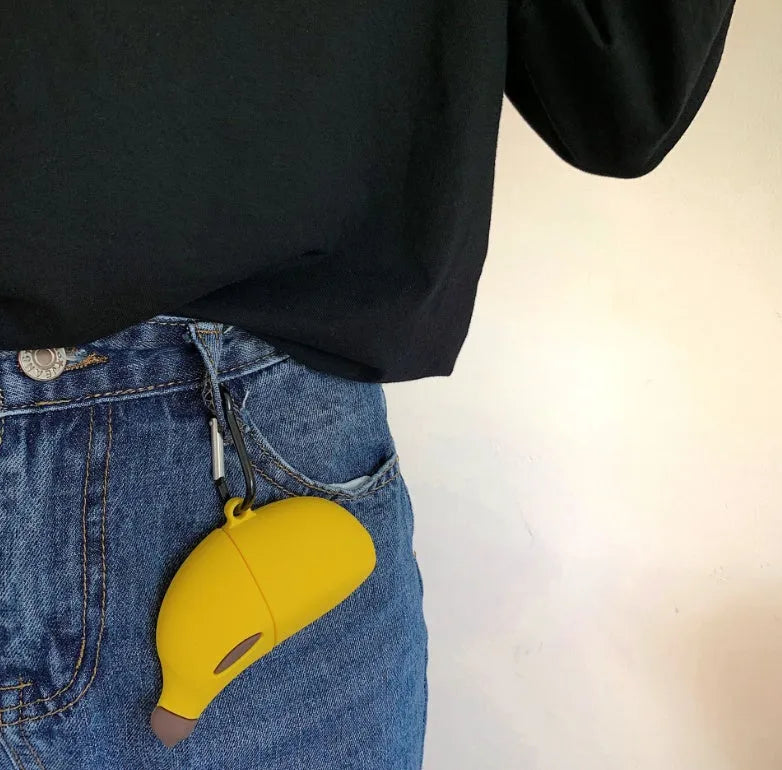 Yellow banana-themed silicone protective case for Apple AirPods Pro and AirPods 3 generation wireless headphones