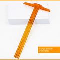 Orange yellow and transparent 30cm plastic T-square rulers for technical drawing