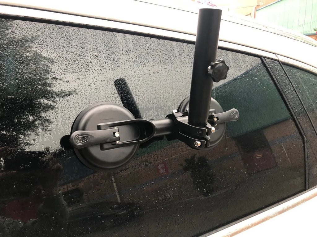 Black ABS car sucker base with round rubber suction cup for off-road flag mounting on vehicle windows