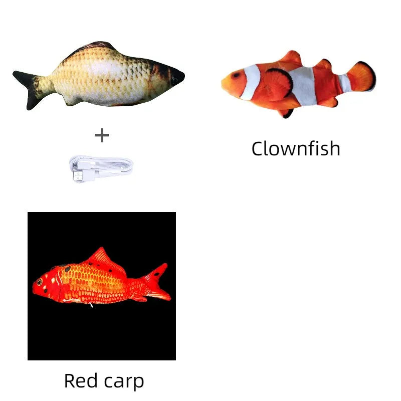 Electronic jumping fish simulation cat toy without catnip, 30cm multicolour design with USB charging