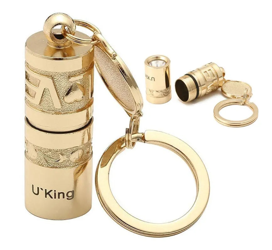 Gold zinc alloy mini waterproof LED flashlight keychain for outdoor emergency use