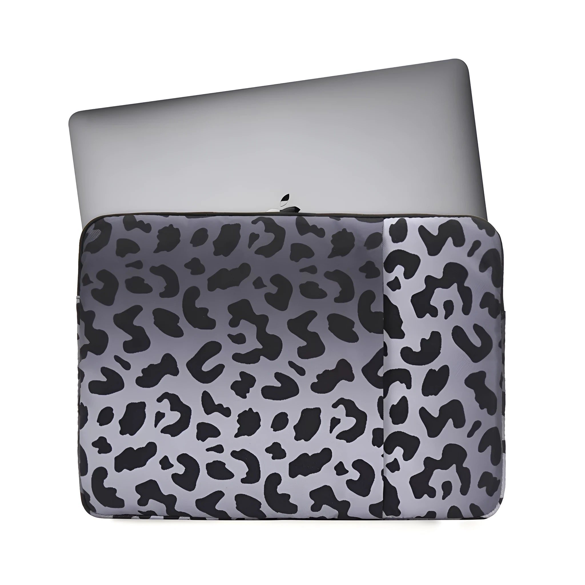 Leopard print laptop sleeve with anti-shock flannel lining for 13-inch or 15.6-inch laptops