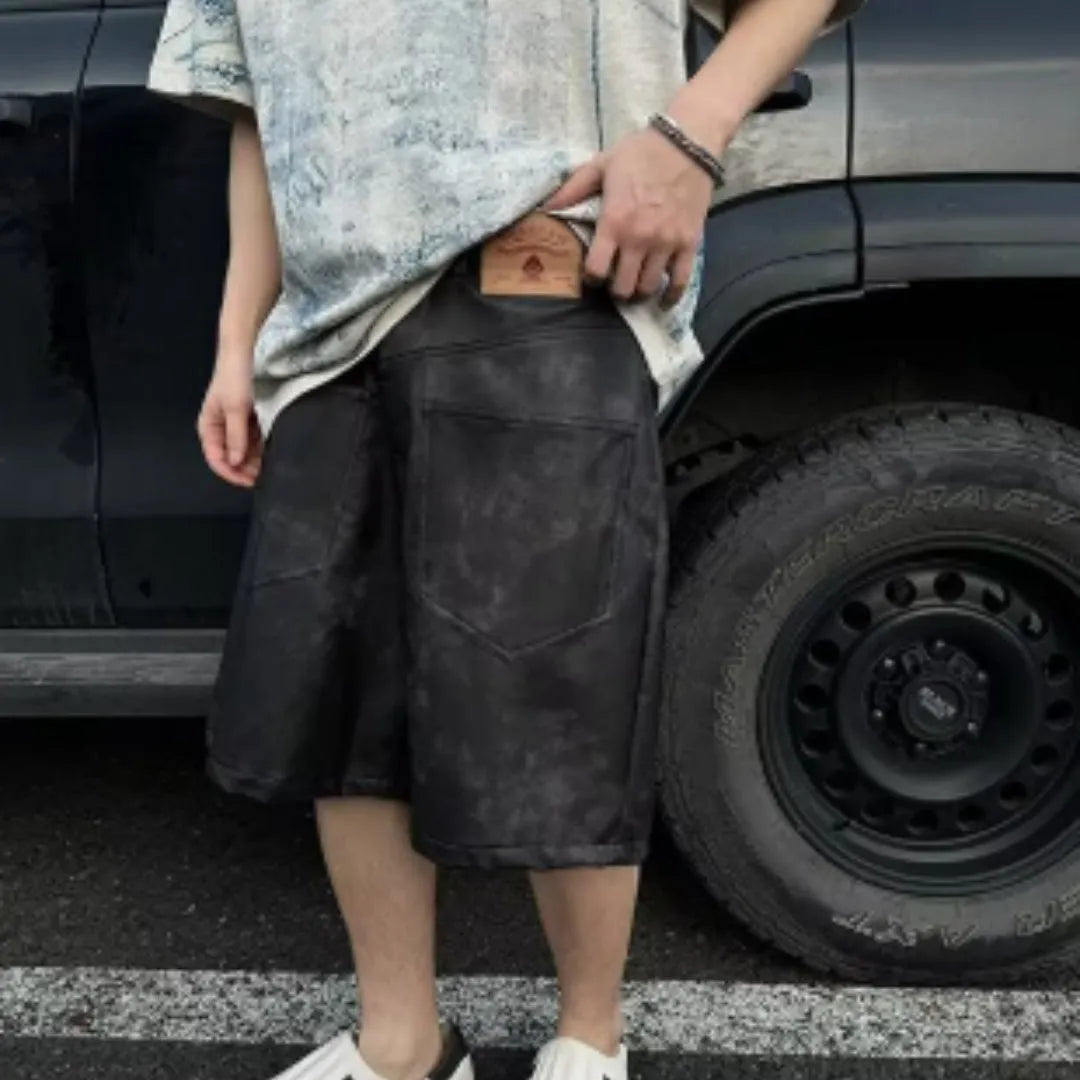 Korean loose fit t-shirt with full printing artwork showing tie-dye and dirty wash designs