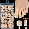 120 piece box of French white edge toenail pieces in nine nude colours with full square short shape