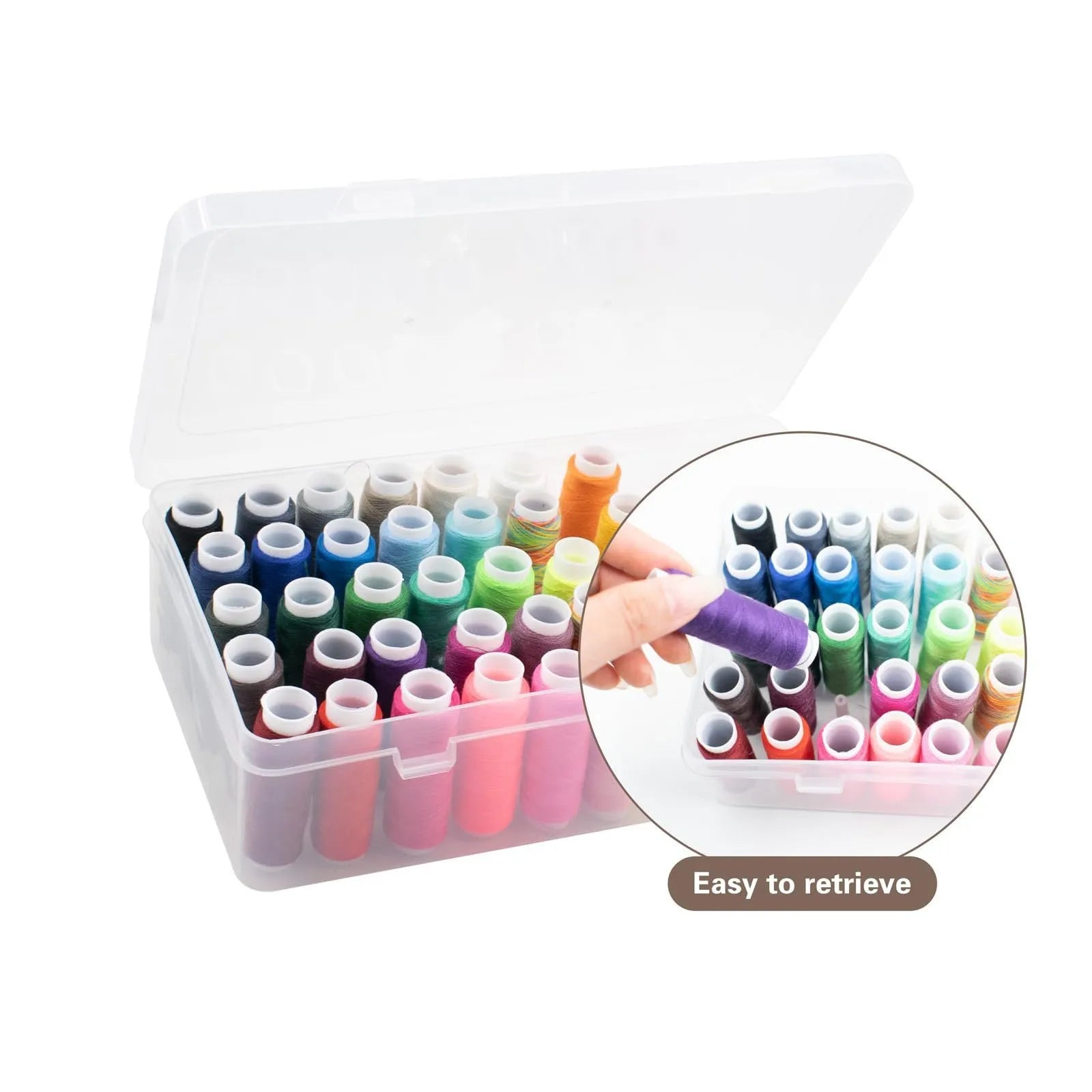 Plastic embroidery storage box with 42 compartments for organising sewing threads and accessories