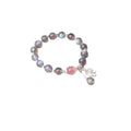 Women's silver bracelet with grey moonlight finish, 7.5mm lime and strawberry crystals, zodiac animal motif, and honeysuckle charm.