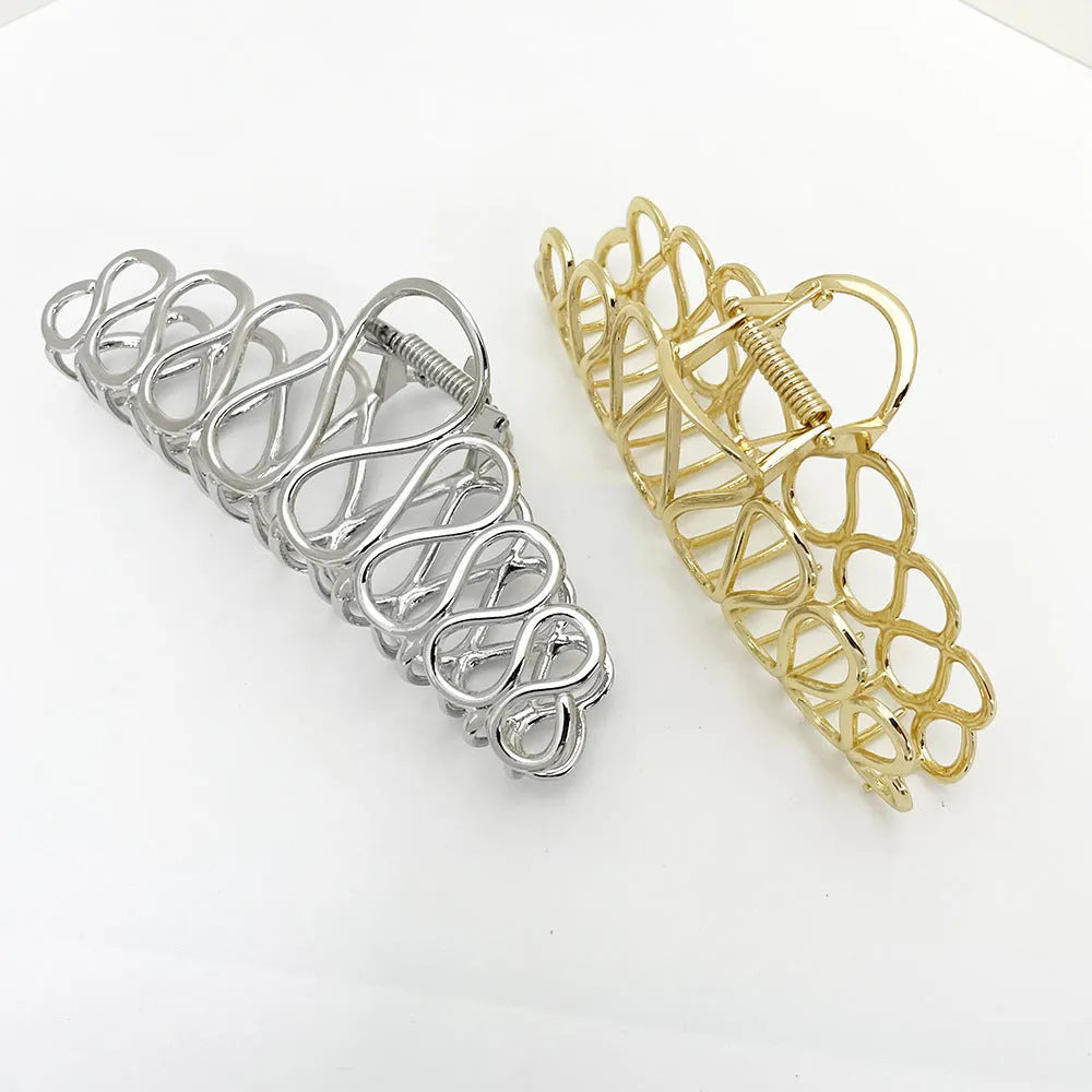 Minimalist large hair clip with tassel details in gold or silver electroplated finish for thick hair updos