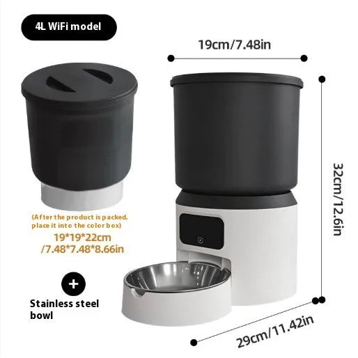 4 litre smart pet feeder with wifi remote control and optional rotating camera