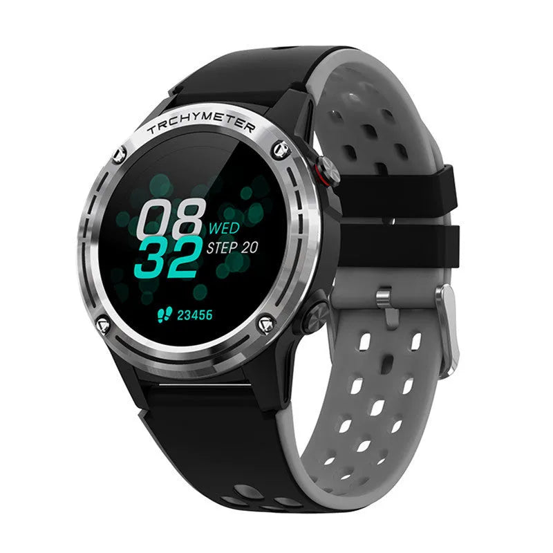 Simple outdoor sports smart watch with 1.3 inch touch screen and silicone strap in blue black silver grey green colours