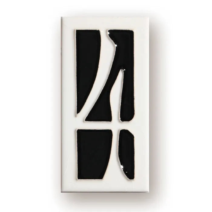 Handmade retro ceramic doorplate with enamel art number, measuring 76mm by 152mm.