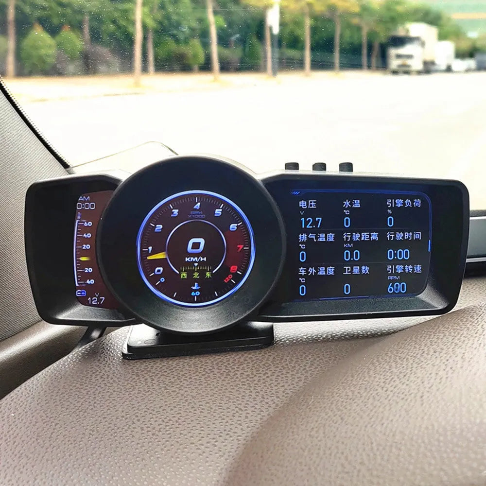 A600 car monitor driving computer with TFT screen showing vehicle data, GPS and BeiDou positioning for OBDII vehicles