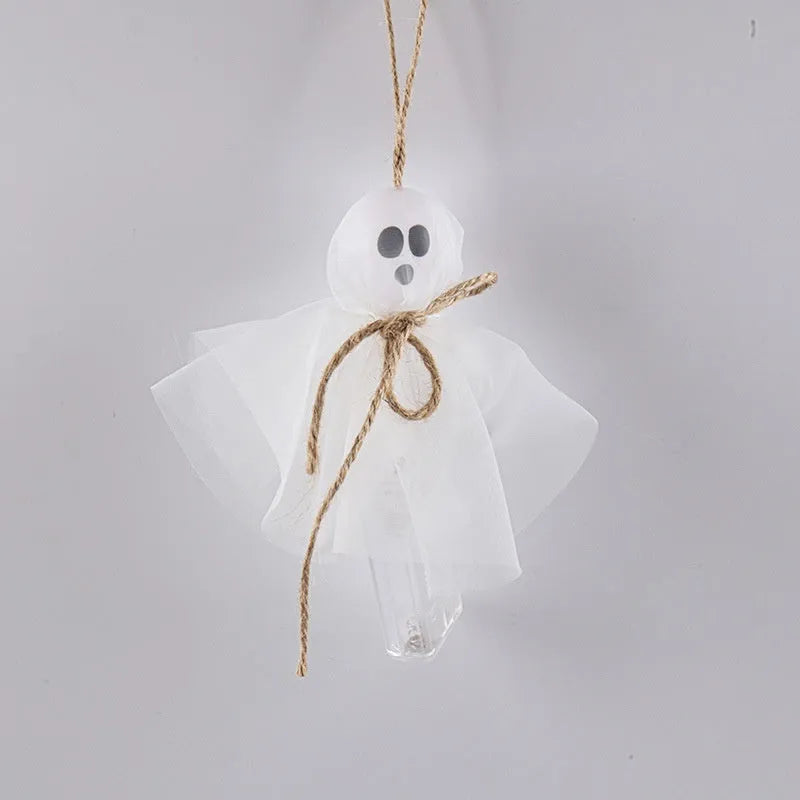 Halloween ghost-themed LED string lights with colourful beads and a battery box for cord-free decoration.