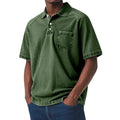 Man wearing a loose fit printed short sleeve shirt in a Korean style, showing plus size fit.