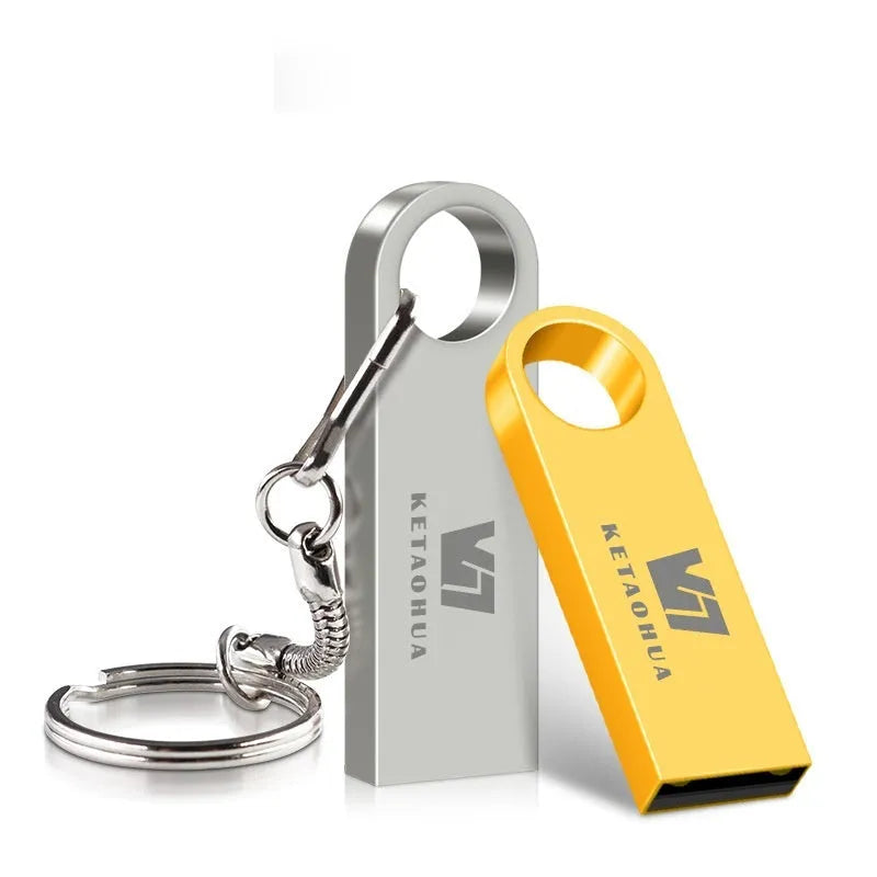 Silver metal car-shaped USB flash drive on a white background, showing USB connector.