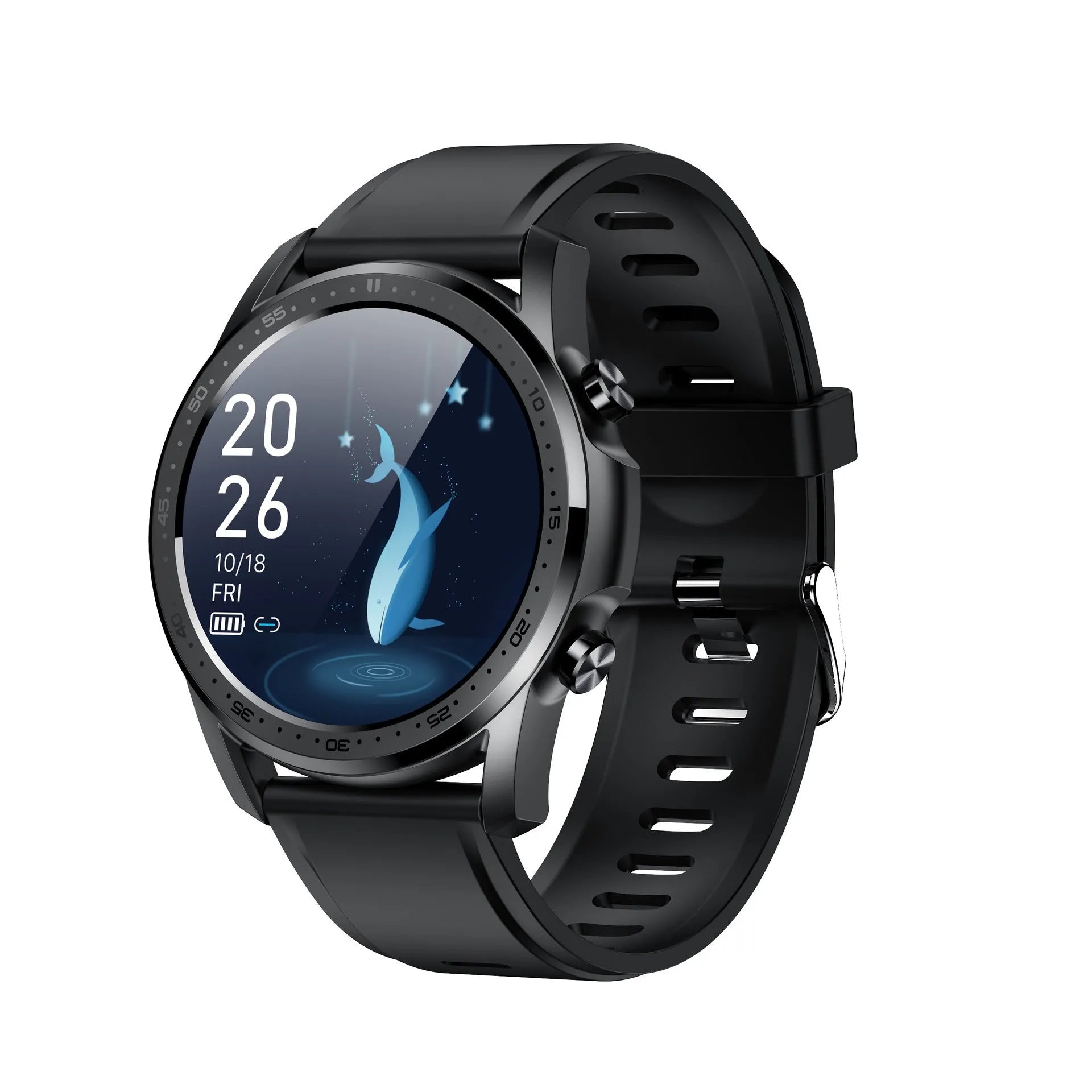 Black or grey smart bracelet with 1.3-inch screen on wrist, showing body temperature readout.