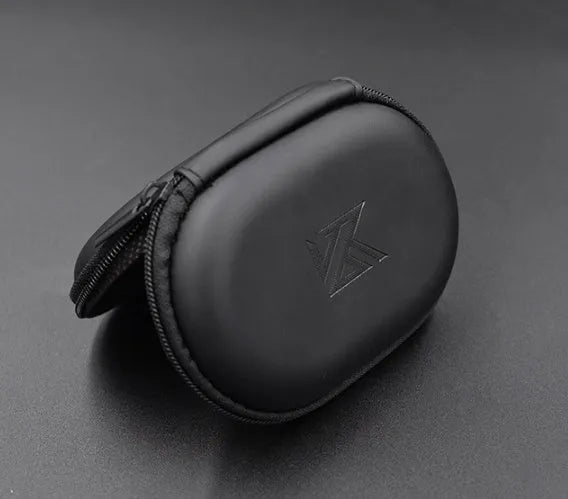 Black oval leather earphone storage bag for EDX PRO and compatible earphones