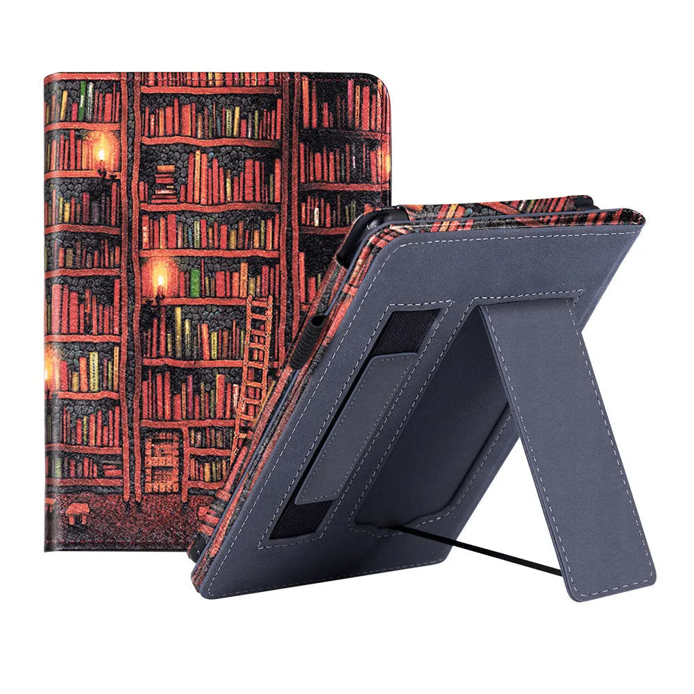 Kindle Paperwhite 11 leather case with wrist bracket showing calf leather exterior