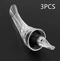 Clear acrylic wine aerator with stainless steel filter, 16cm long.
