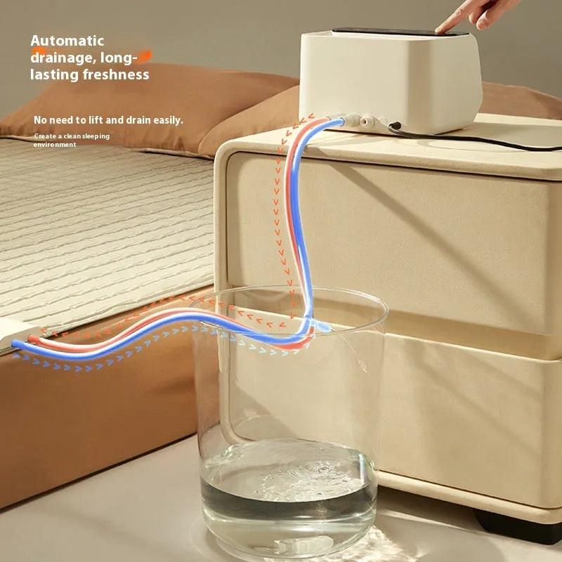 Aideng white plush electric water blanket with smart control host, shown on a bed.