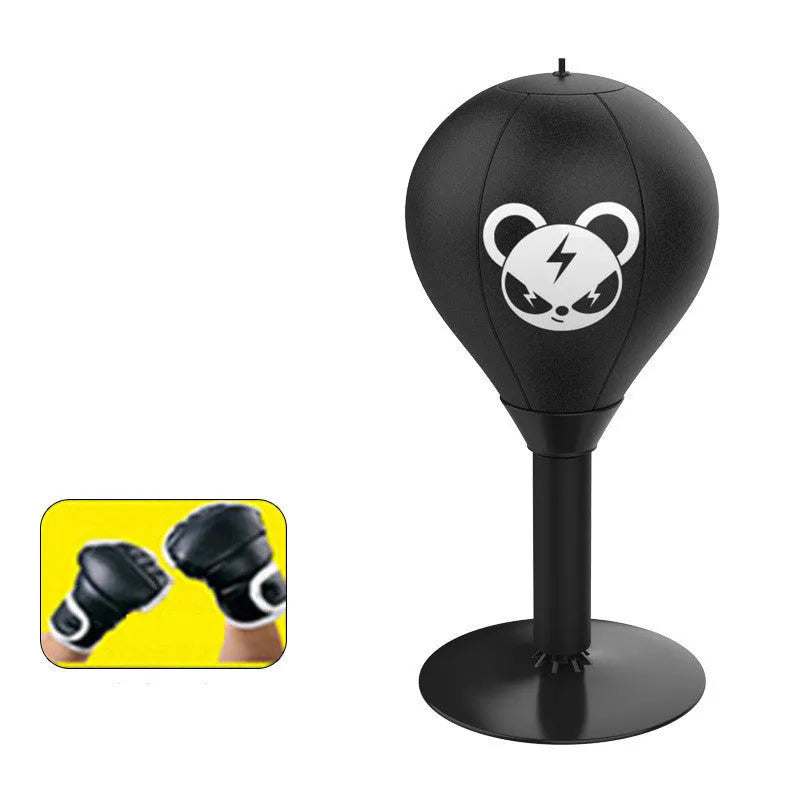 Tabletop boxing speed ball with suction cup base and PU leather ball on a desk