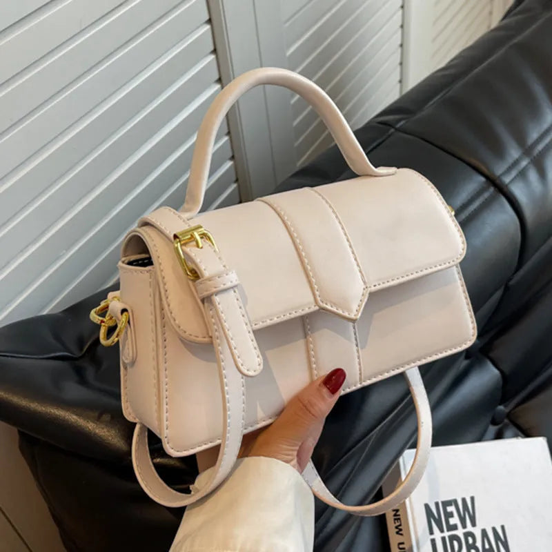 Women's PU messenger bag in horizontal square shape with sandwich pocket and file organiser interior
