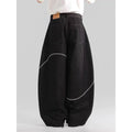 Men's black straight-leg jeans with a mid waist and zip fly, shown laid flat.