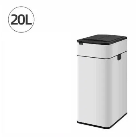 Stainless steel smart inductive trash can with square shape available in multiple sizes for kitchen and office