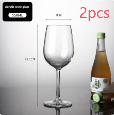 Clear acrylic wine glass with modern design showing 300ml and 550ml capacity options