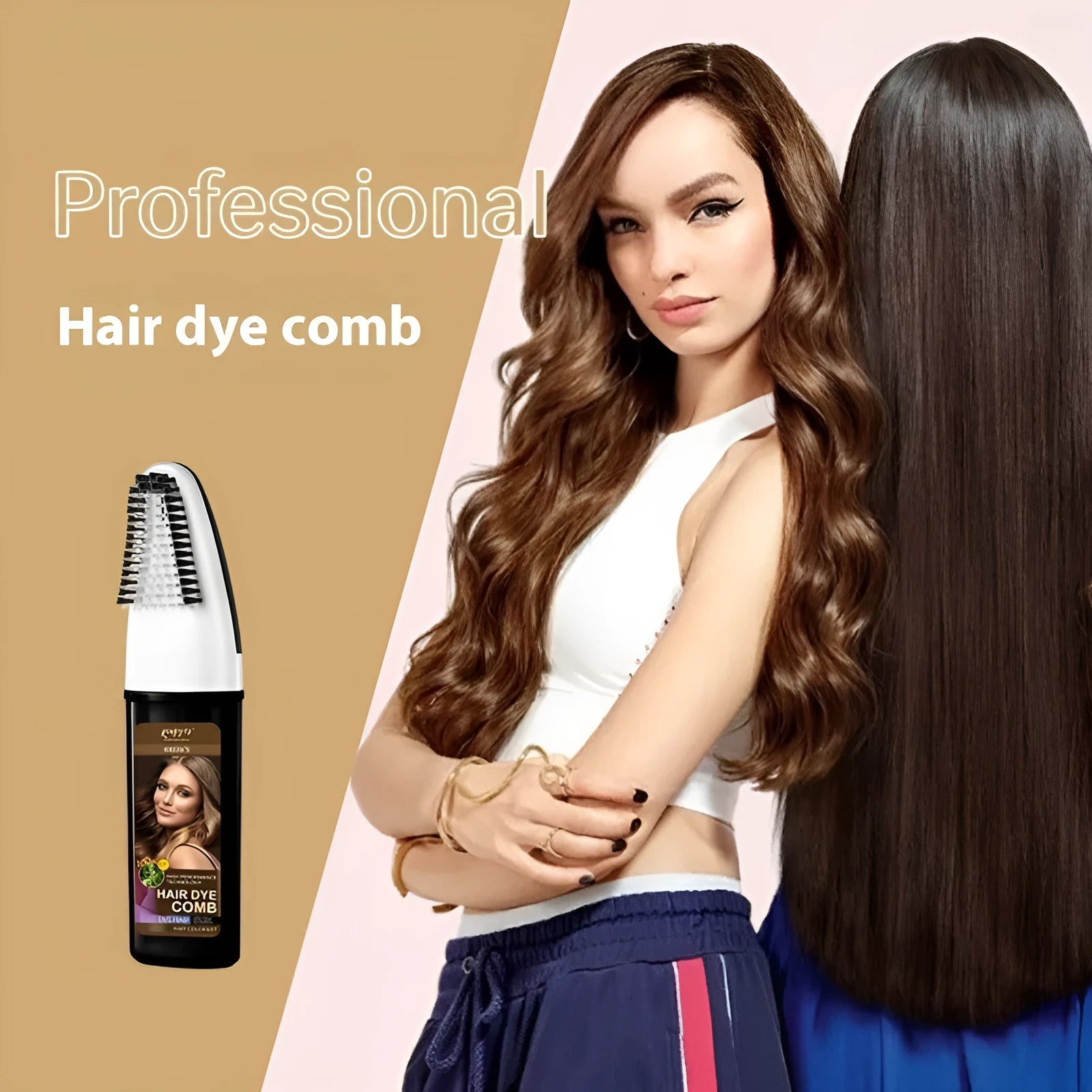 200ml bottle of permanent hair dye with a built-in comb applicator in Brown, Wine Red, or Dark Brown.