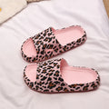 Women's leopard print slipper with thick EVA sole shown in multiple colour and print options.
