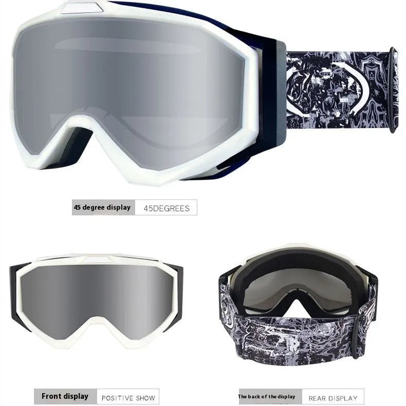 Motorcycle goggles with double-layer anti-fog lenses in a black frame with gray lens.