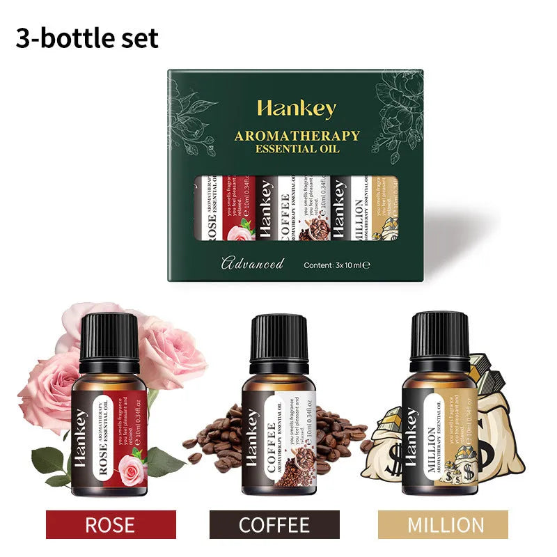 Boxed sets of water-soluble aromatherapy essential oils in 3, 5, 6, 10 or 12 bottle combinations