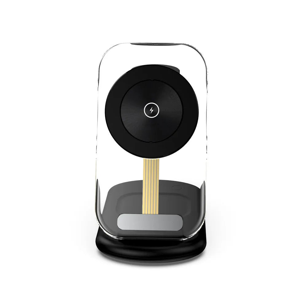 Transparent folding magnetic three-in-one wireless charger for iPhone, AirPods, and Apple Watch