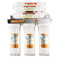 White plastic water filter cartridge for household tap water purification.