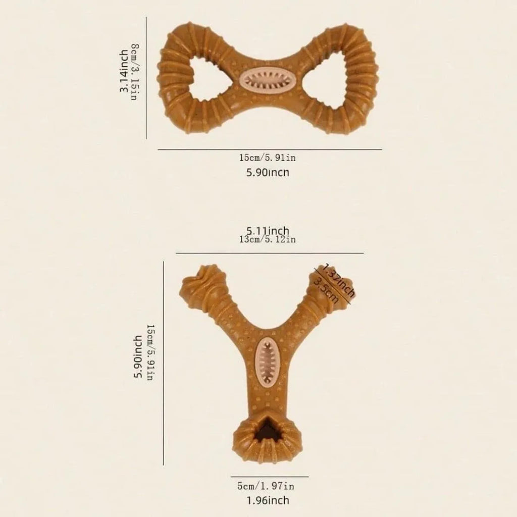 Rubber dog chew toy in 8-shape and Y-shape designs for dental cleaning and interactive play