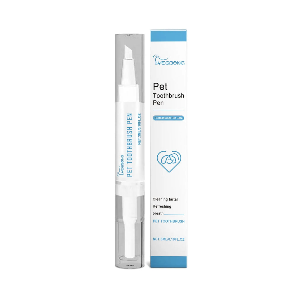 Pet teeth cleaning brush with finger grip handle and 3ml capacity measuring 1.1 by 12.5 centimetres