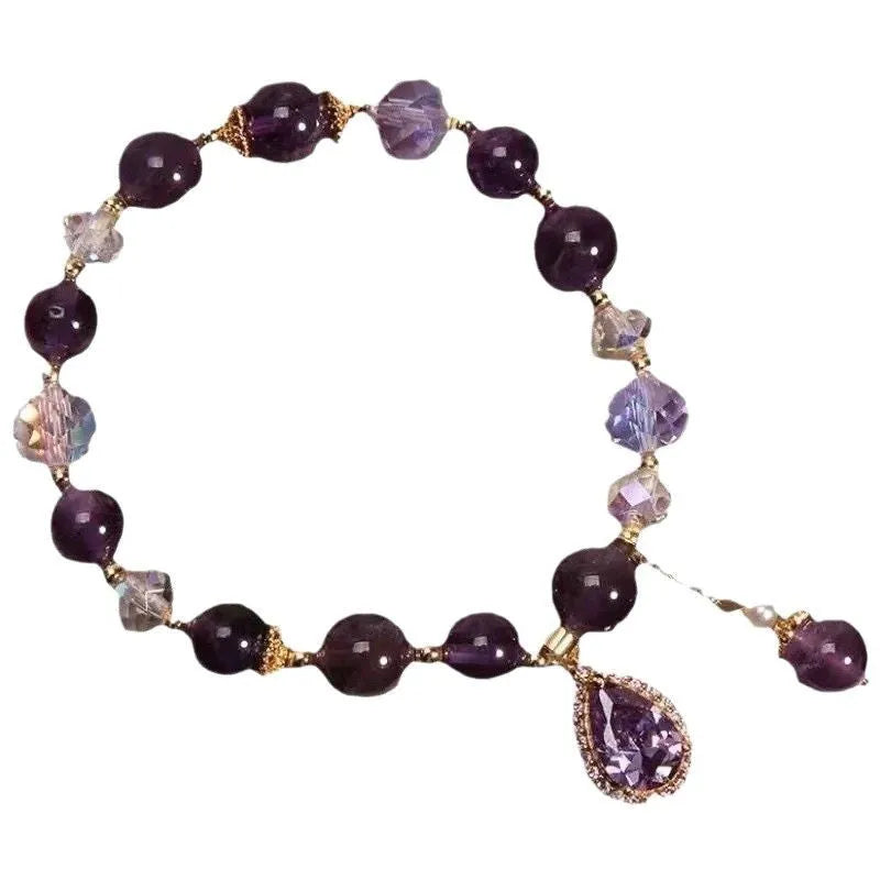 Women's purple amethyst crystal bracelet with micro inlay processing technology
