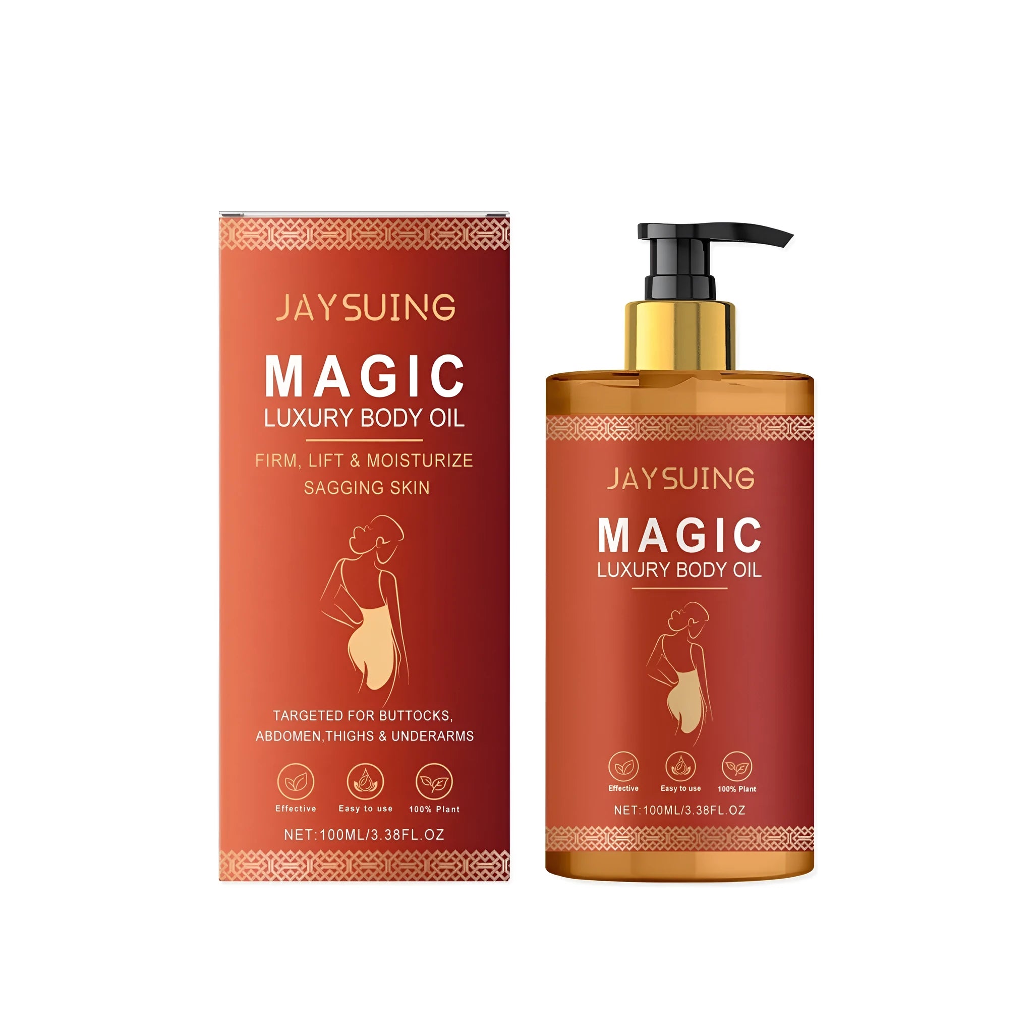100ml bottle of tightening and nourishing body oil with glycerin, vitamin E and plant oils