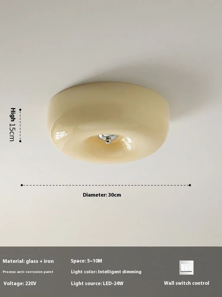 Cream American-style three-colour ceiling lamp for bedroom in 30cm or 40cm diameter