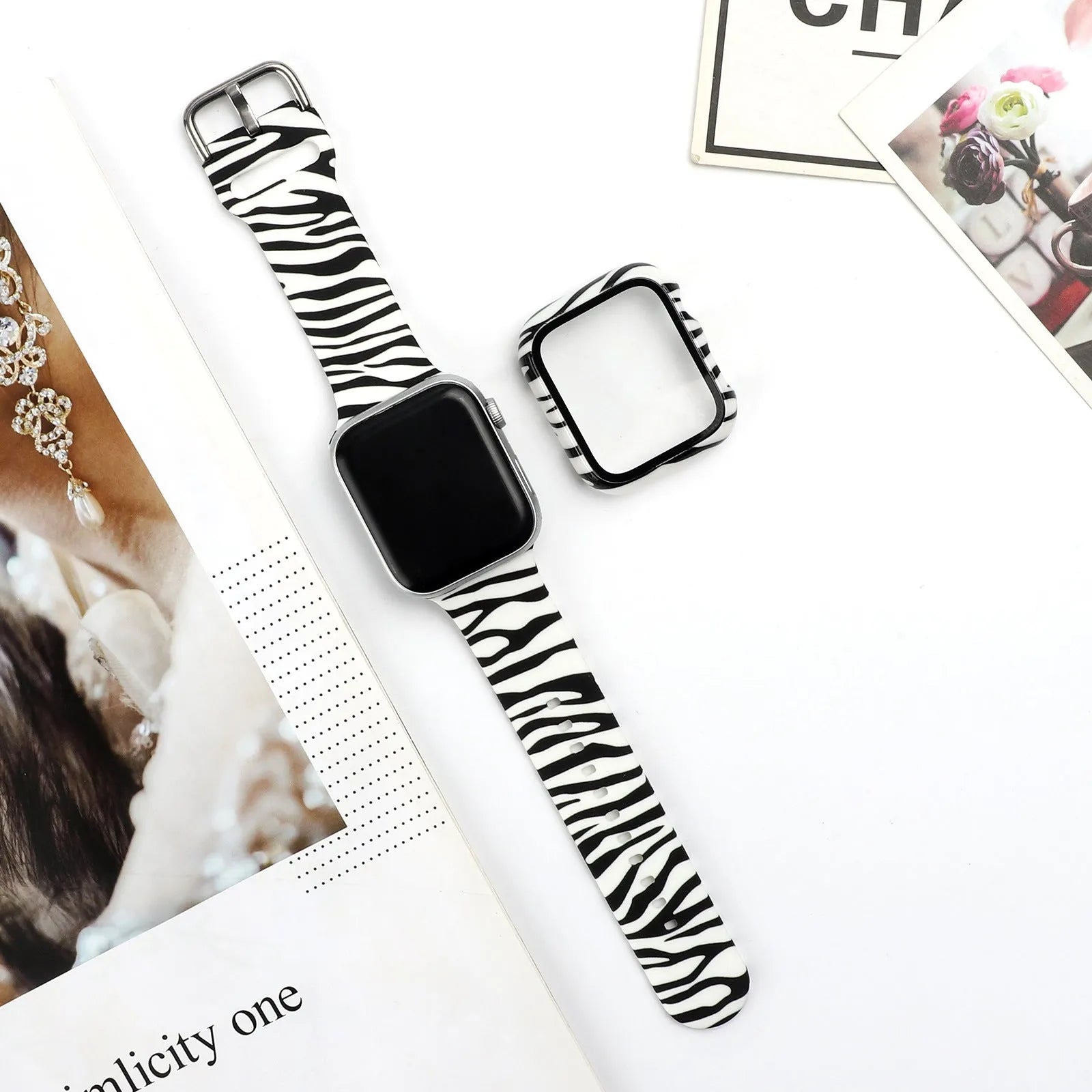 Printed silicone watch strap for Apple iWatch in multiple sizes and design options