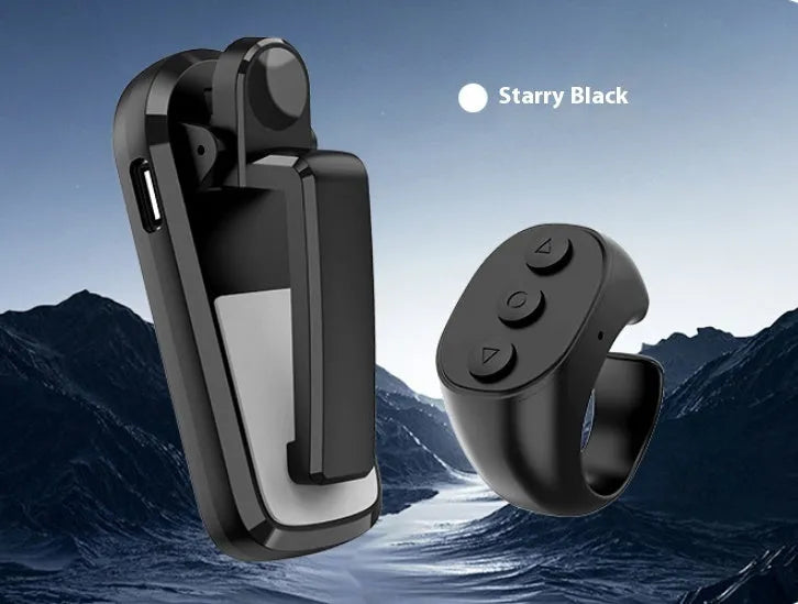 A black wireless remote and a foot pedal page turner clicker for tablets and e-readers