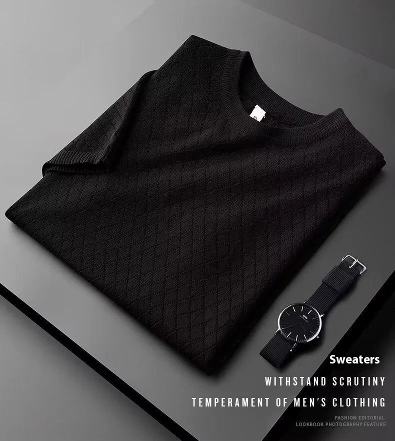 Men's black and white V-neck and round neck t-shirts in Korean style chemical fibre blend fabric