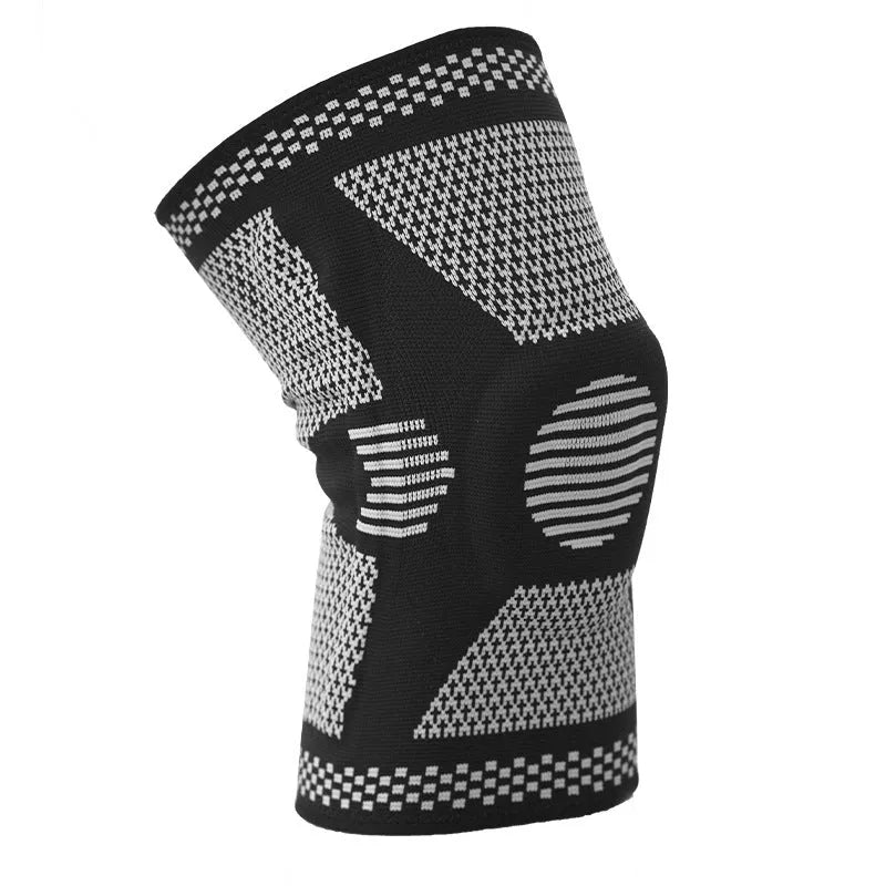 Sports fitness silicone spring knee pads in green blue white orange colours with polyamide construction for M L XL sizes
